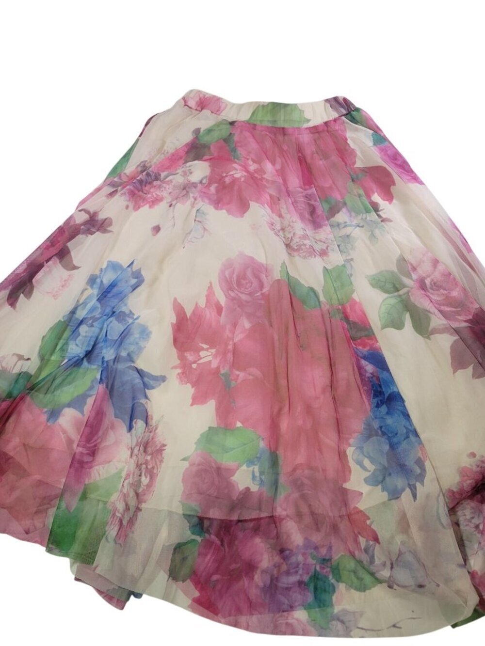 Chicwish Women Floral Print Chiffon Skirt With Elastic Waist & Lining Size Small